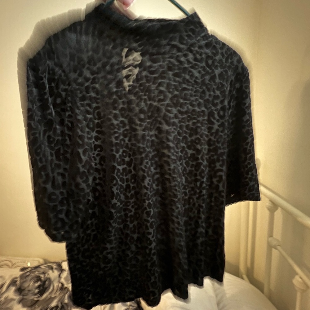 Forever 21 Black see through leopard top